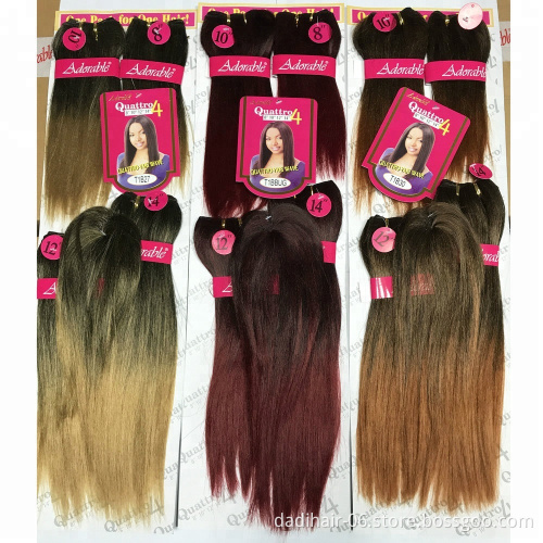 Hot sale Adorable top quality synthetic hair extension,straight yaki weave 4pcs/lot has 4 different length of hair weave fringe